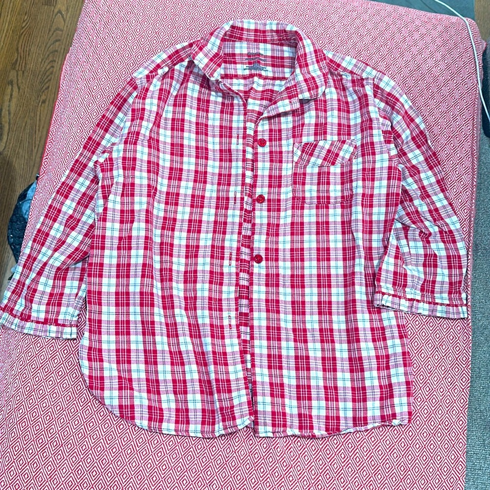 Red/white flannel 3-4 sleeves